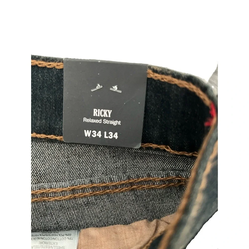 True Religion Jeans Ricky Relax Straight Jean 34x34(30-b69)